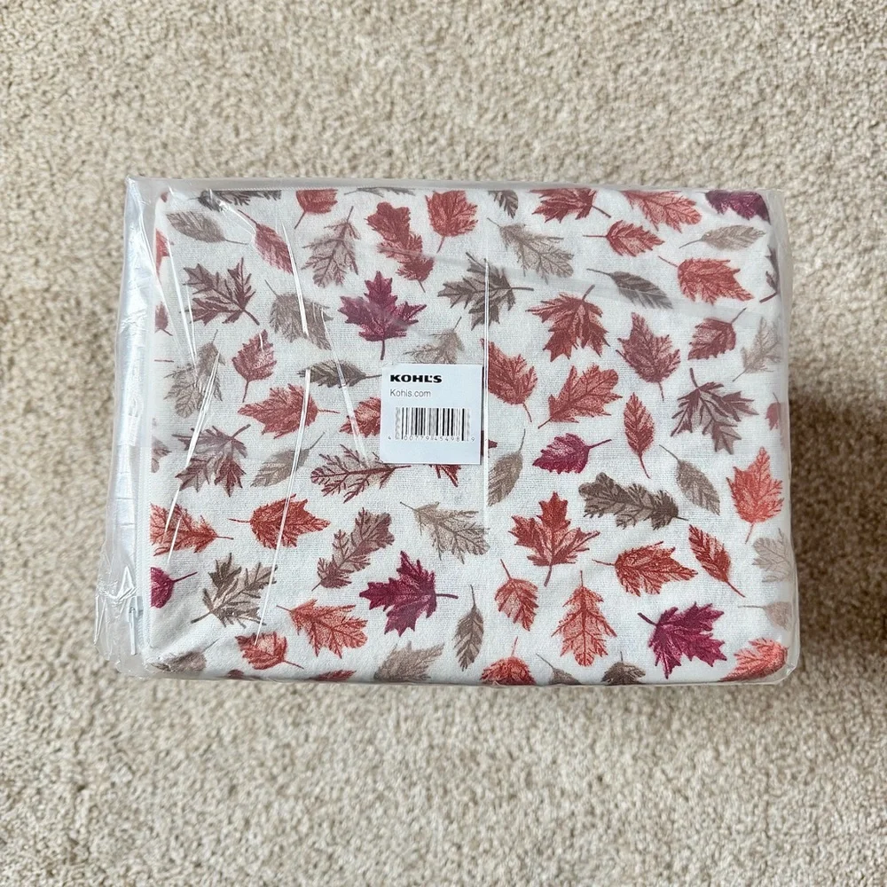 New Cuddl Duds QUEEN‎ Heavyweight Flannel 4 Piece Sheet Set Moody Leaves Fall